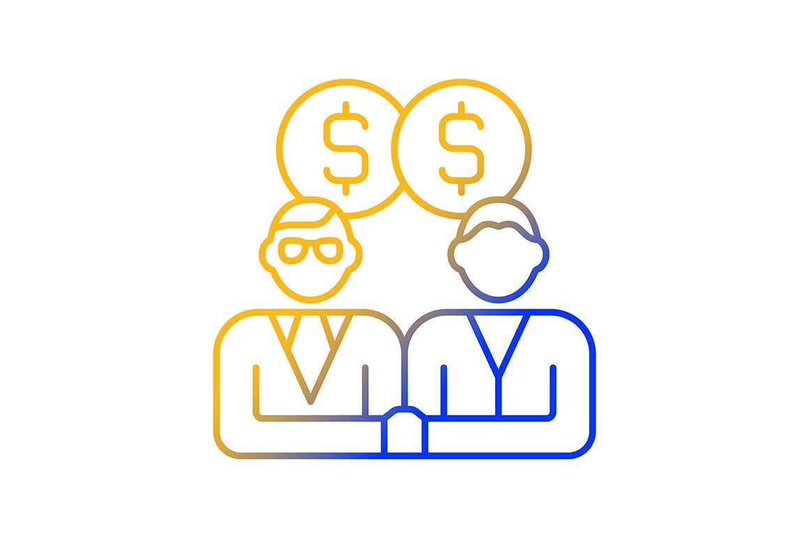 Company staff related gradient icons set for dark and light mode
