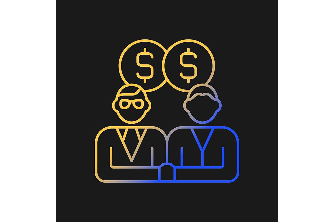 Company staff related gradient icons set for dark and light mode