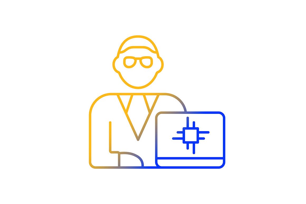 Company staff related gradient icons set for dark and light mode