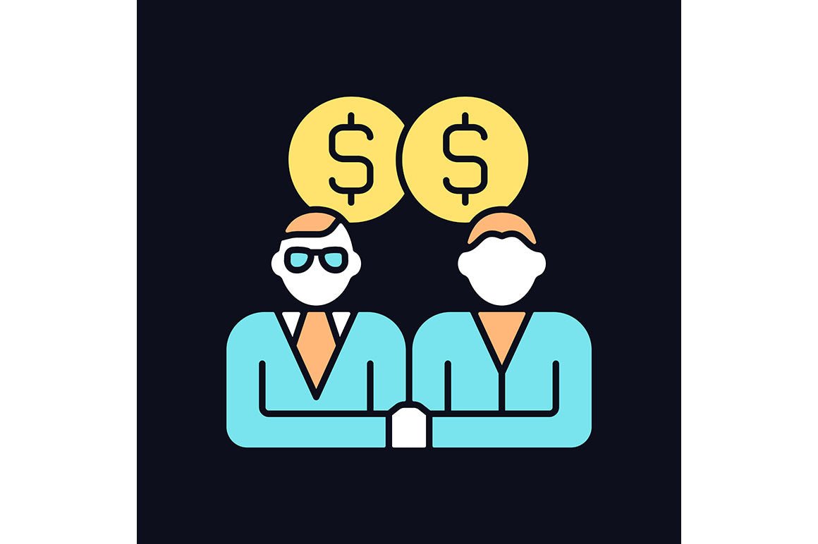 Company staff related light and dark theme RGB color icons set