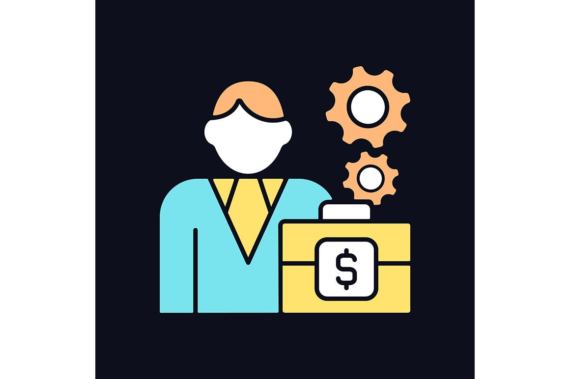 Company staff related light and dark theme RGB color icons set