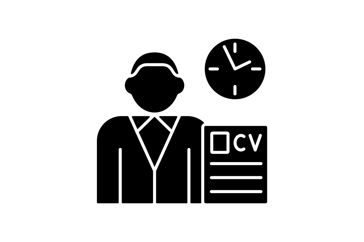 Company staff related RGB black glyph icons set on white space