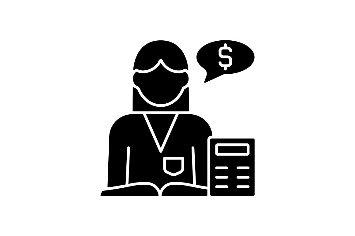 Company staff related RGB black glyph icons set on white space