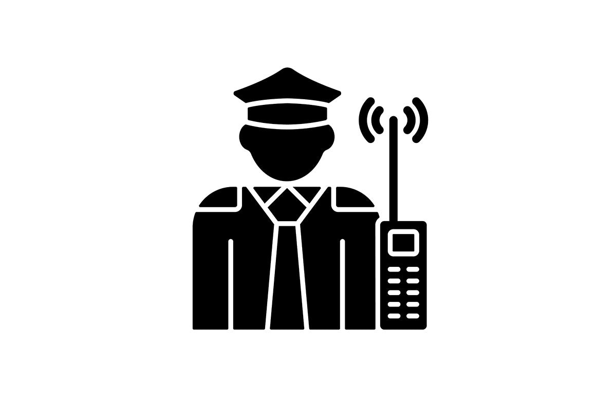 Company staff related RGB black glyph icons set on white space