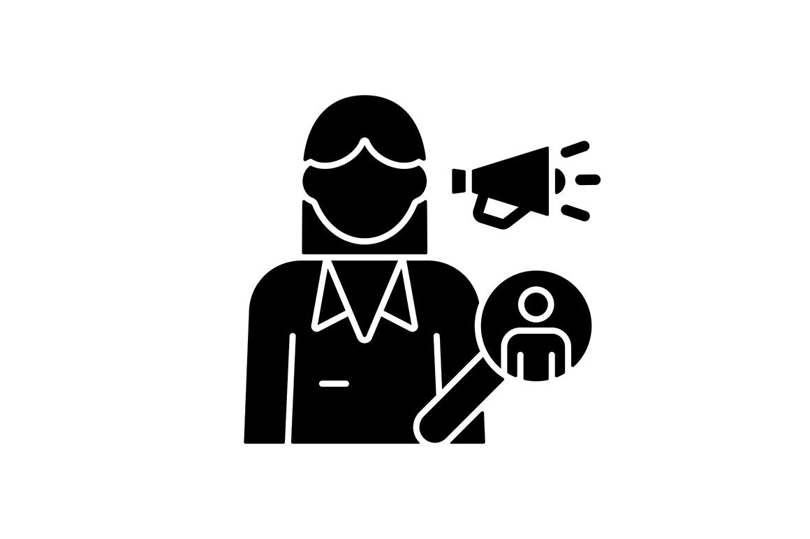 Company staff related RGB black glyph icons set on white space