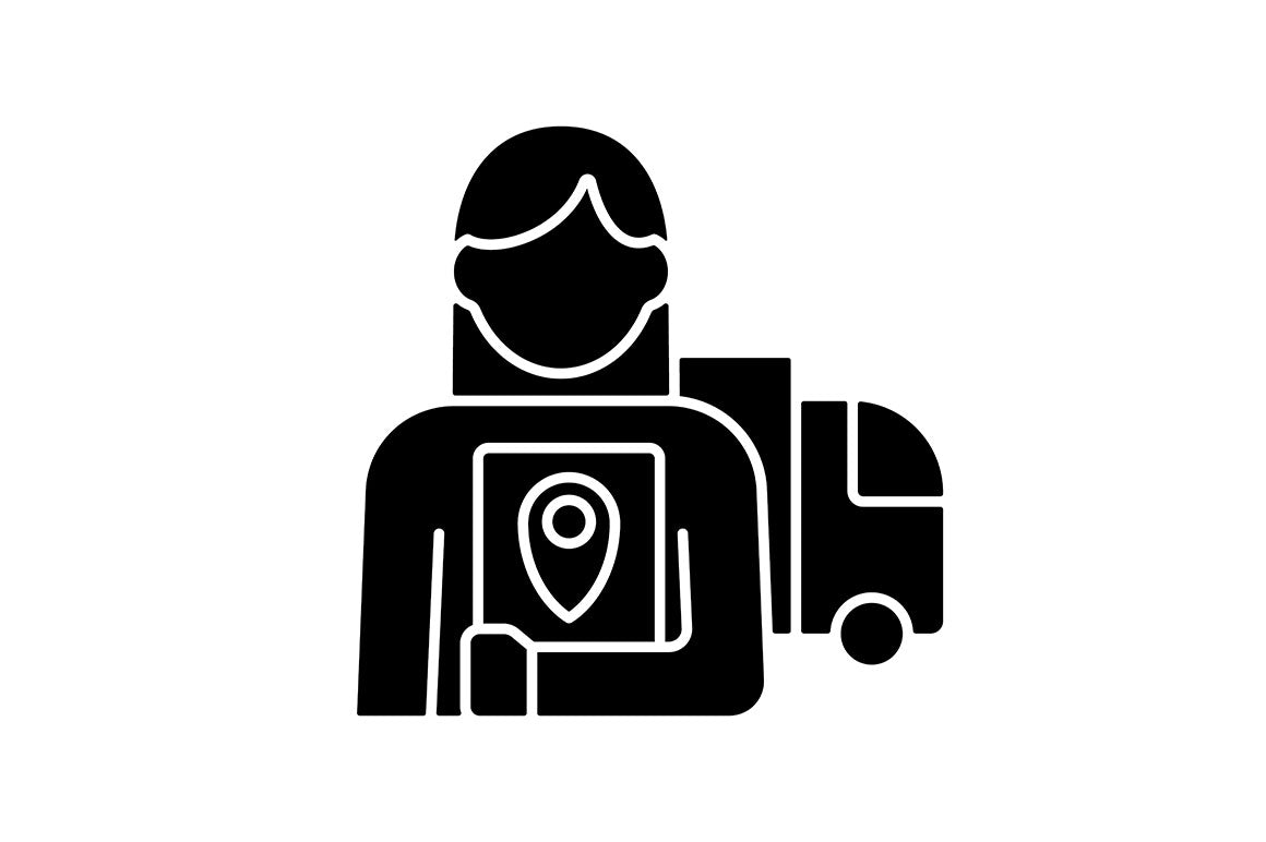 Company staff related RGB black glyph icons set on white space
