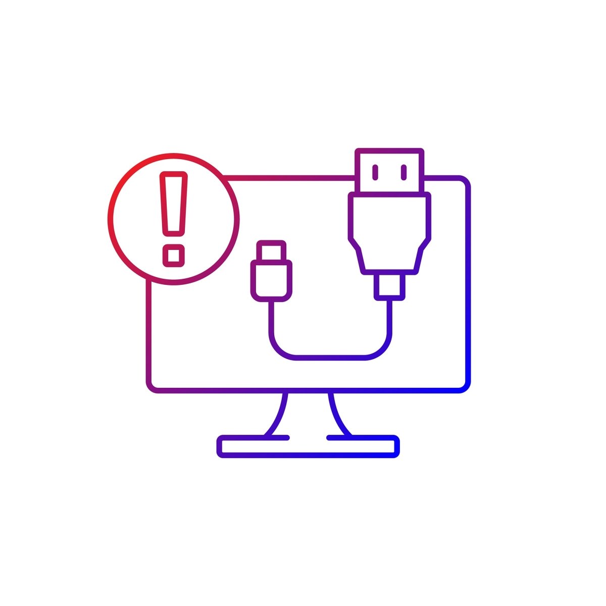 Computer problem gradient linear vector icons set