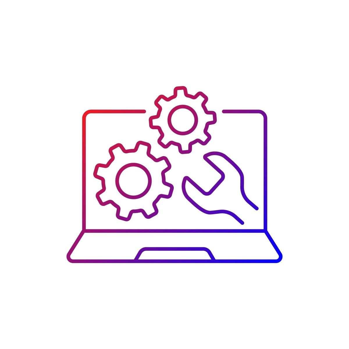 Computer problem gradient linear vector icons set