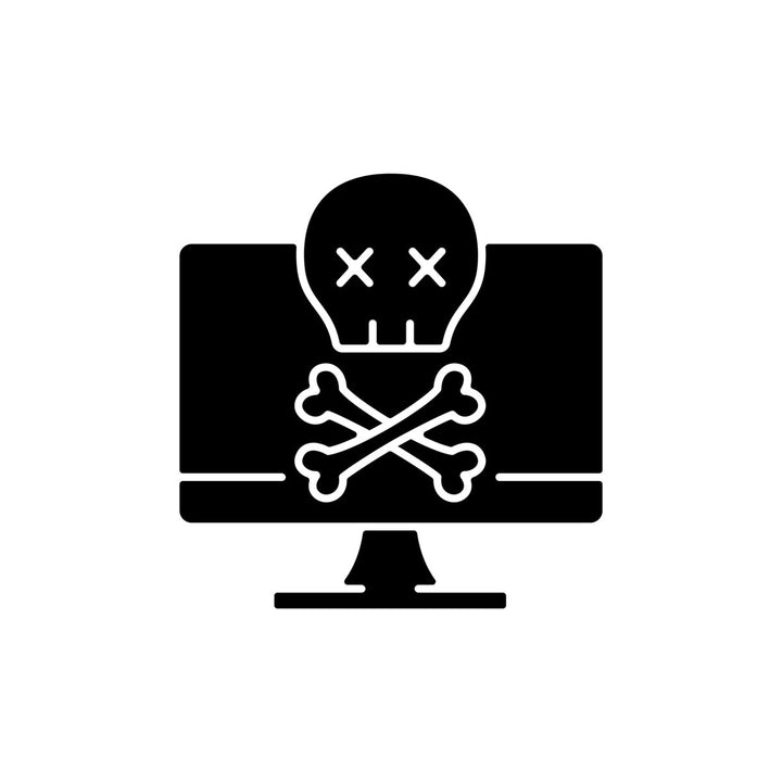 Computer problems black glyph icons set on white space