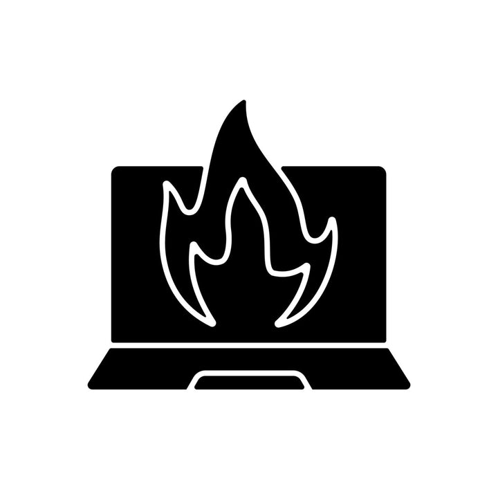 Computer problems black glyph icons set on white space
