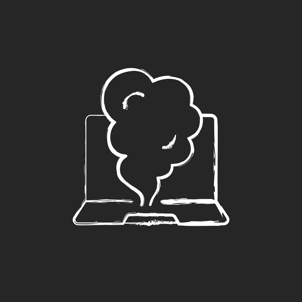 Computer problems chalk white icons set on black background