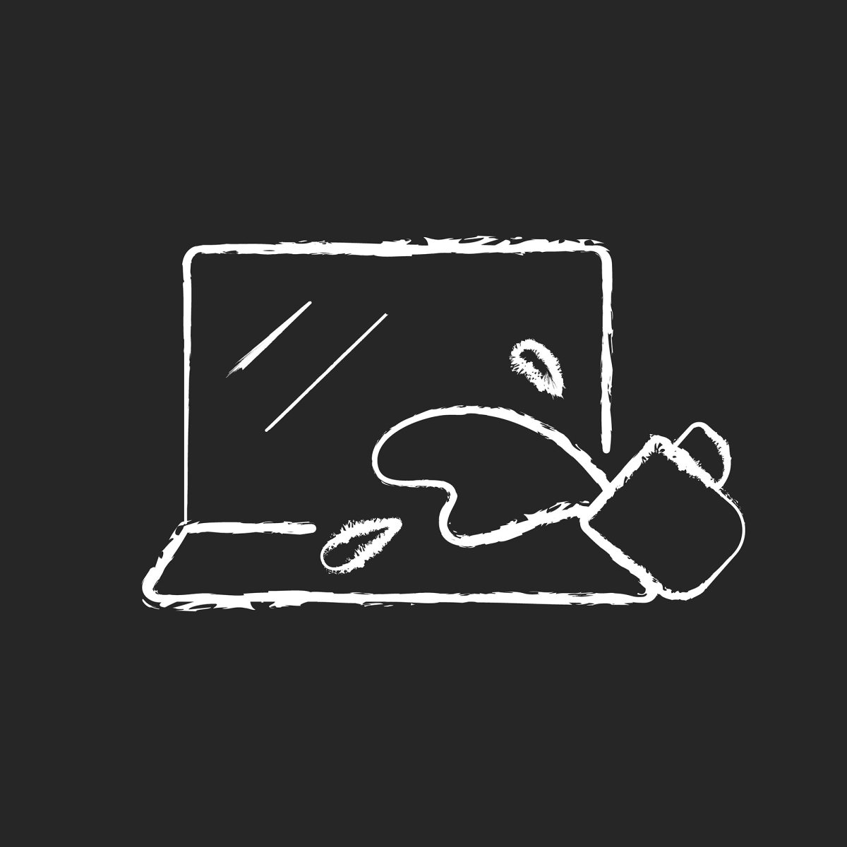 Computer problems chalk white icons set on black background