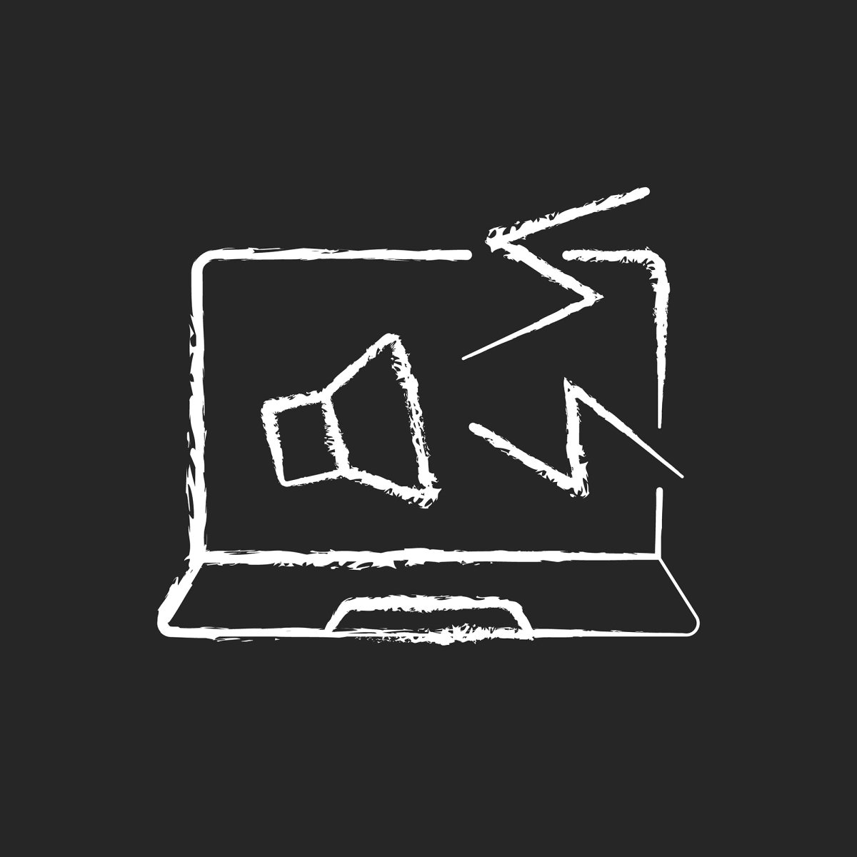 Computer problems chalk white icons set on black background