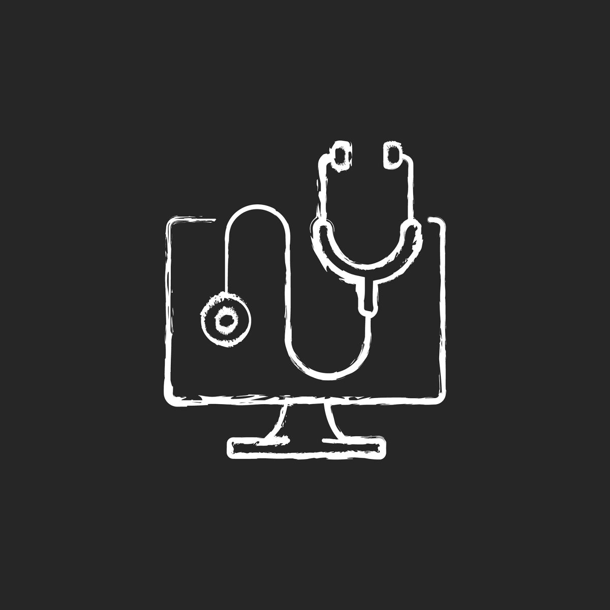 Computer problems chalk white icons set on black background