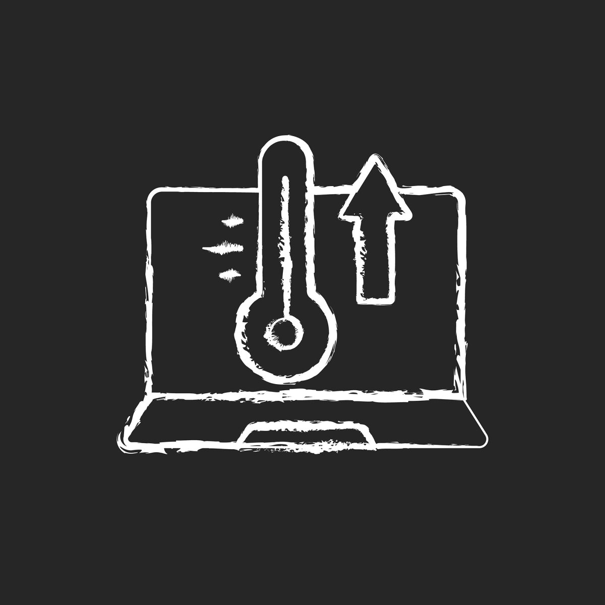 Computer problems chalk white icons set on black background