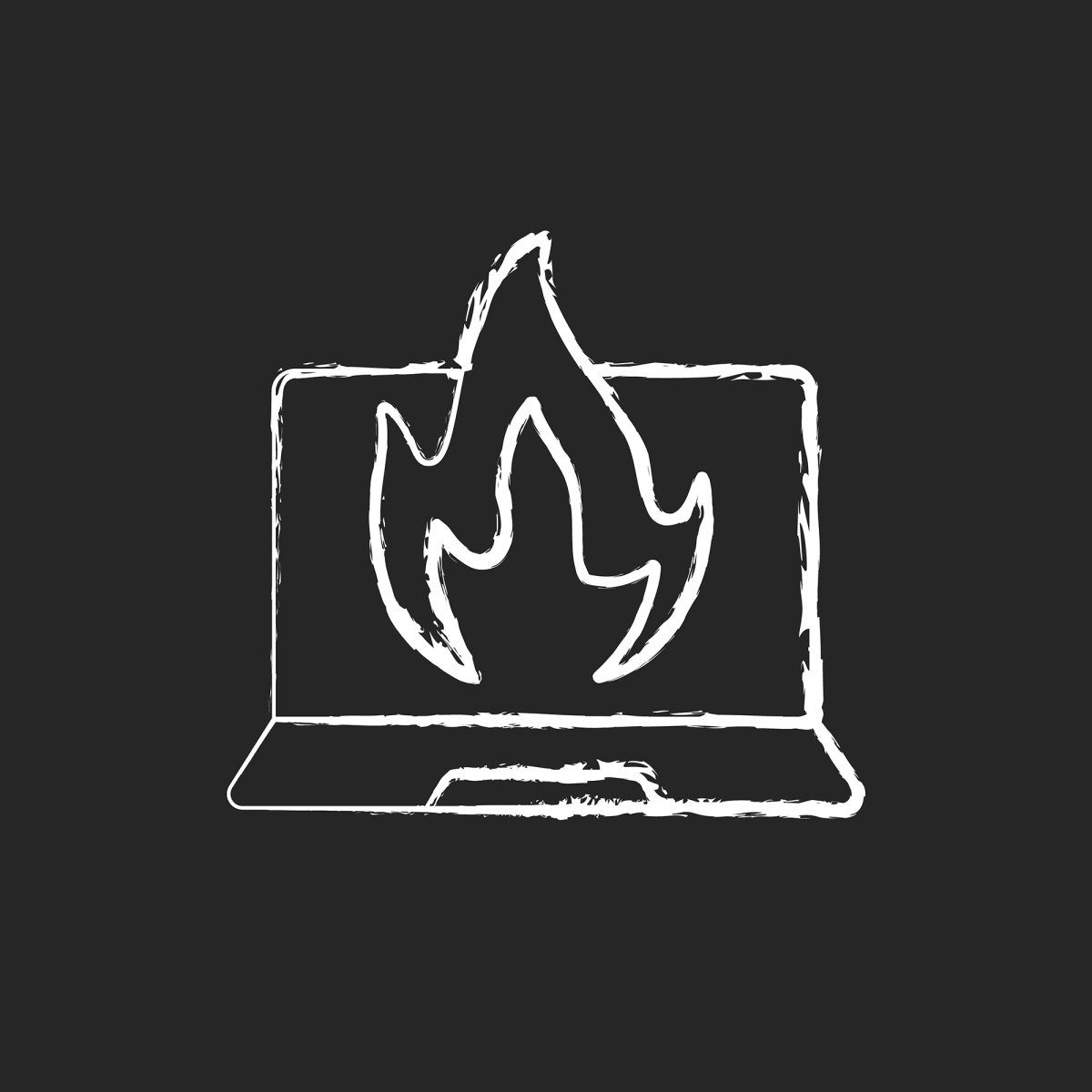 Computer problems chalk white icons set on black background