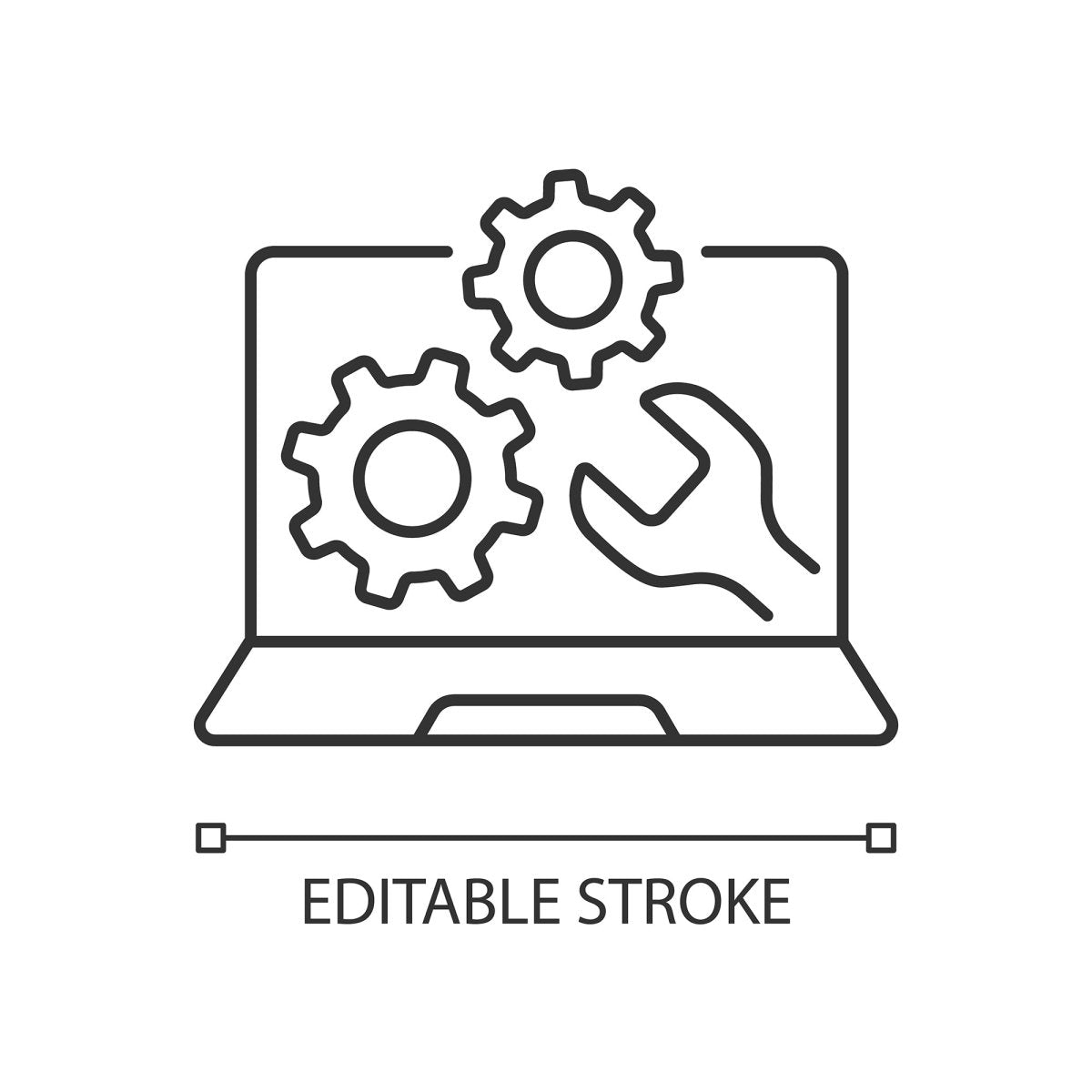 Computer problems linear icons set