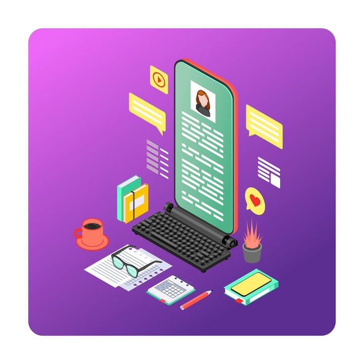 Content marketing & copywriting isometric concept icons set