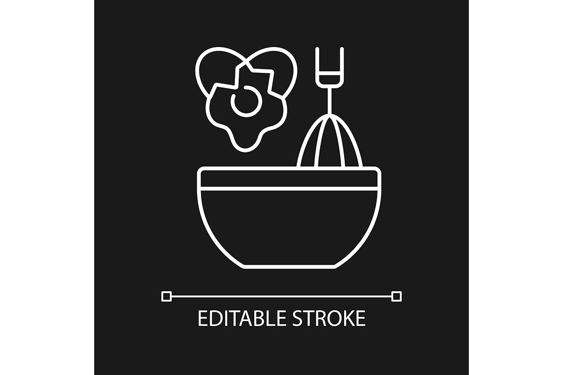 Cooking instruction linear icons set for dark and light mode