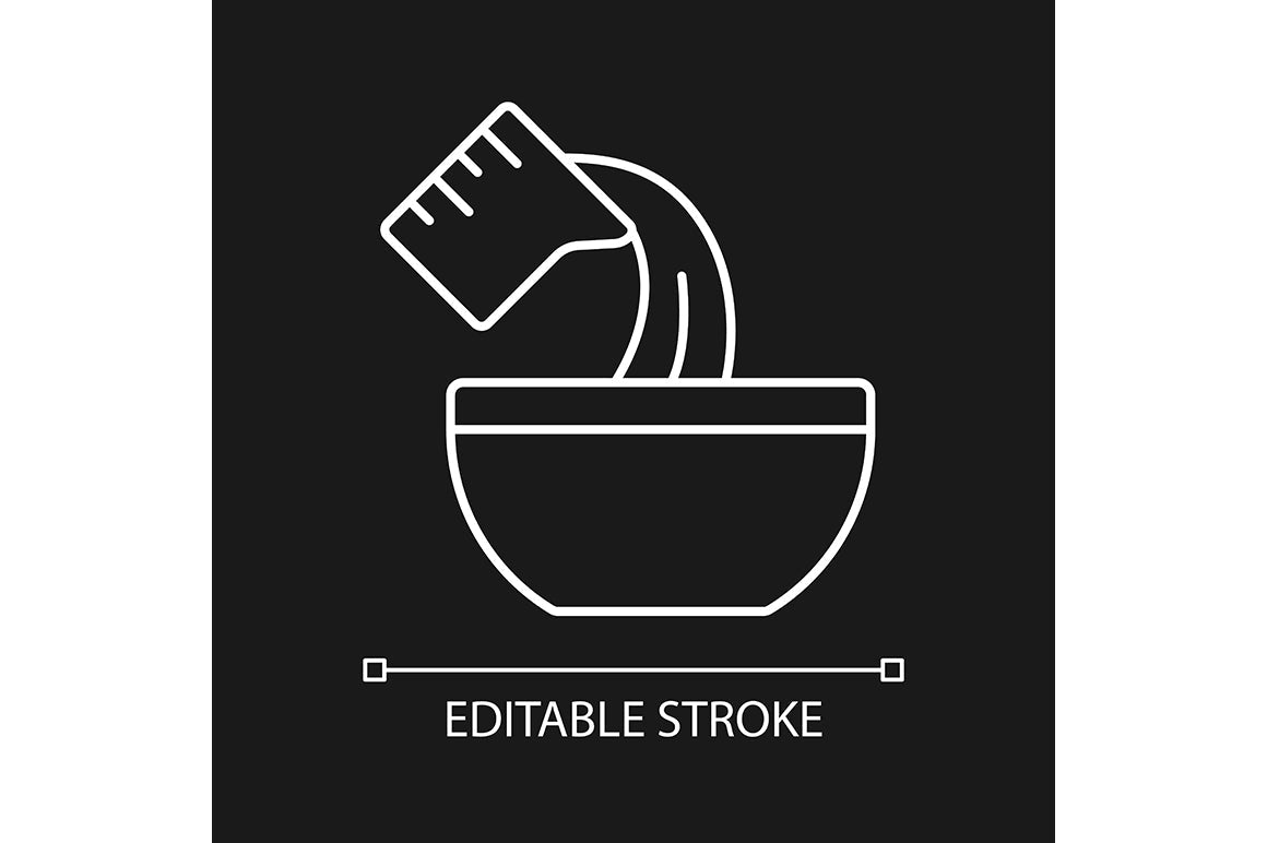 Cooking instruction linear icons set for dark and light mode