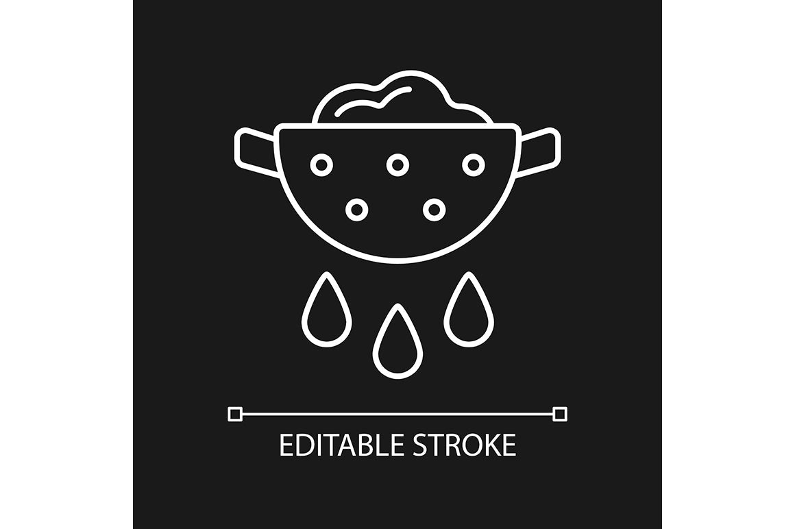 Cooking instruction linear icons set for dark and light mode
