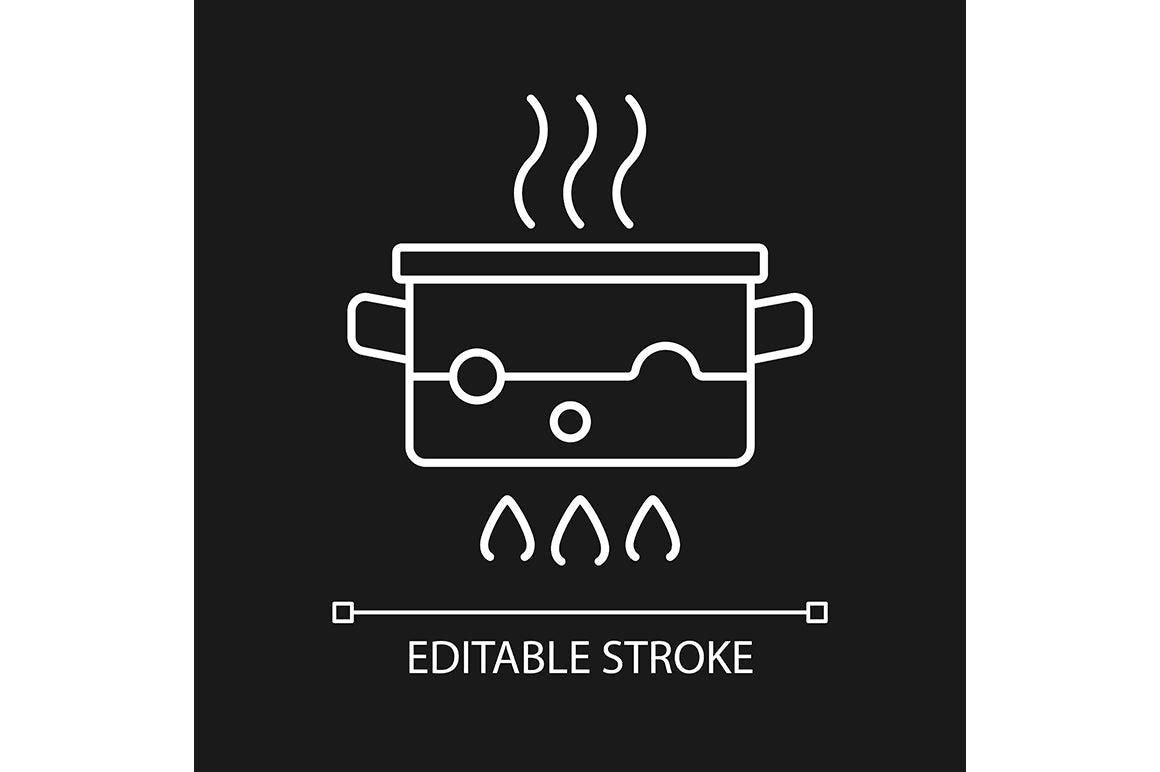 Cooking instruction linear icons set for dark and light mode