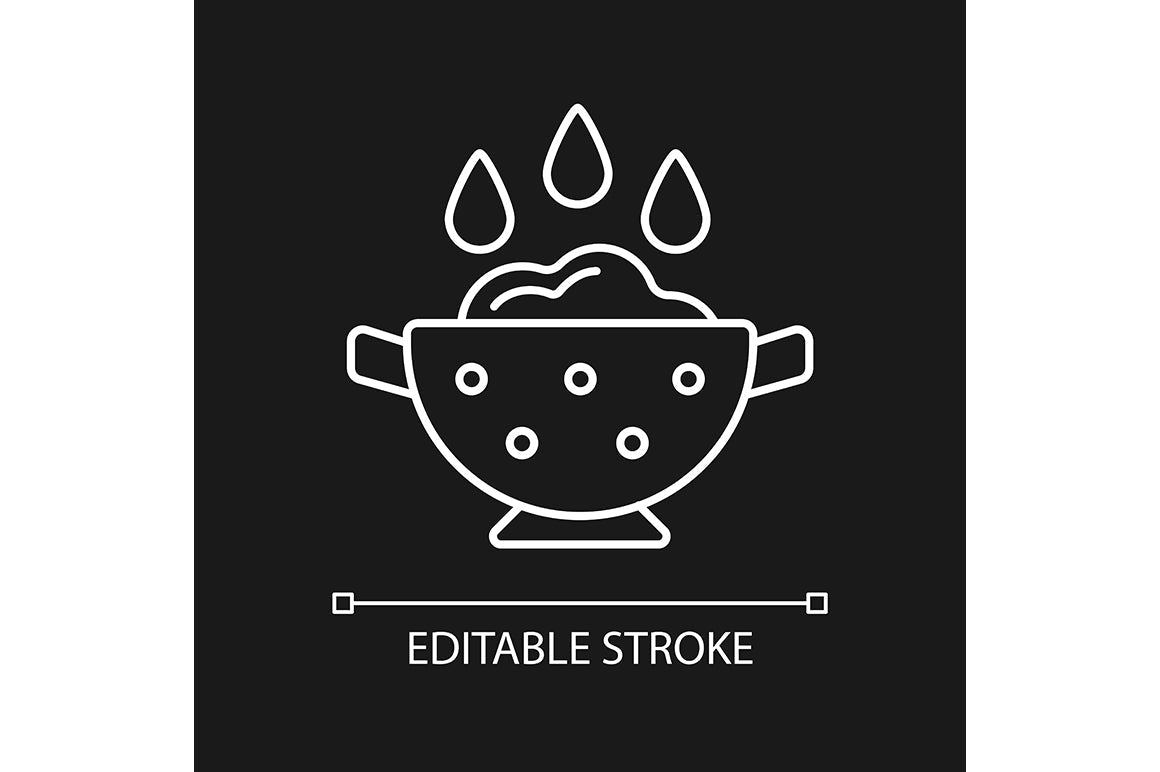Cooking instruction linear icons set for dark and light mode