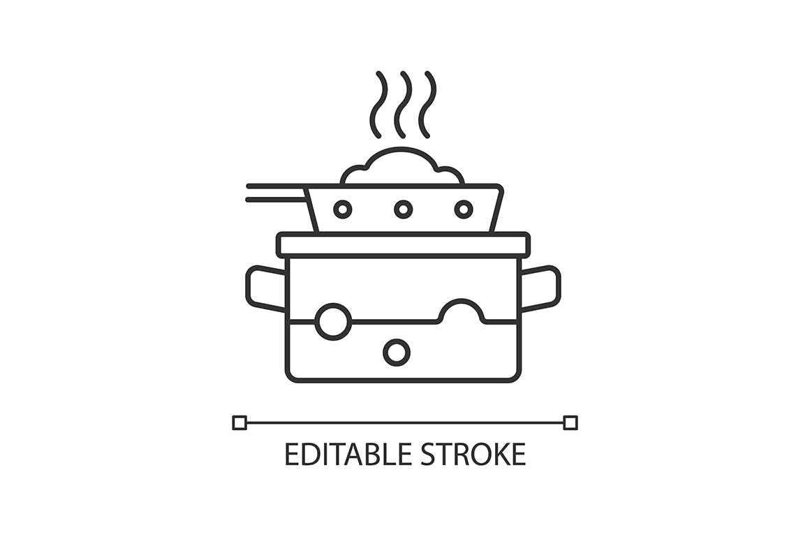 Cooking instruction linear icons set for dark and light mode