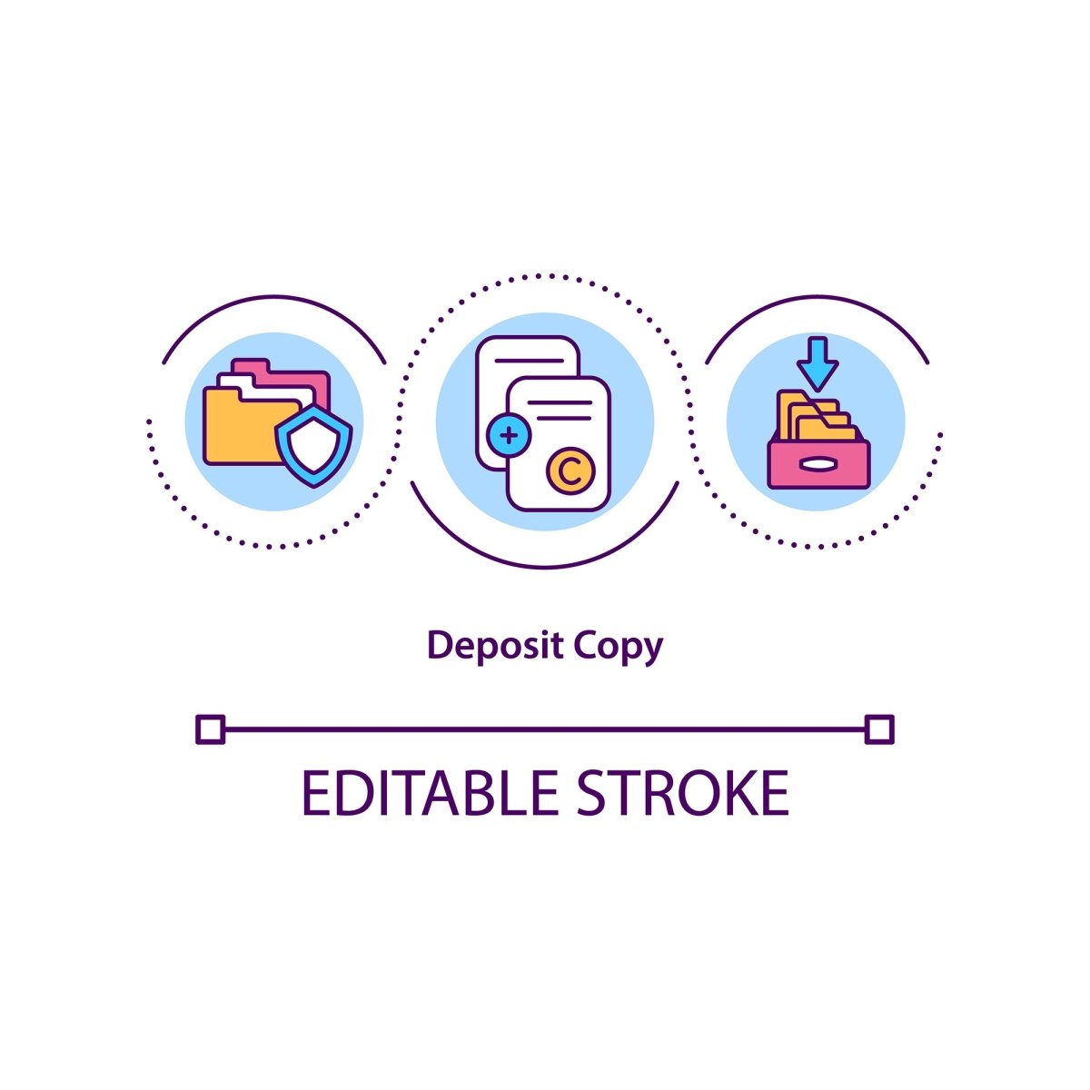 Copyright law concept icons set