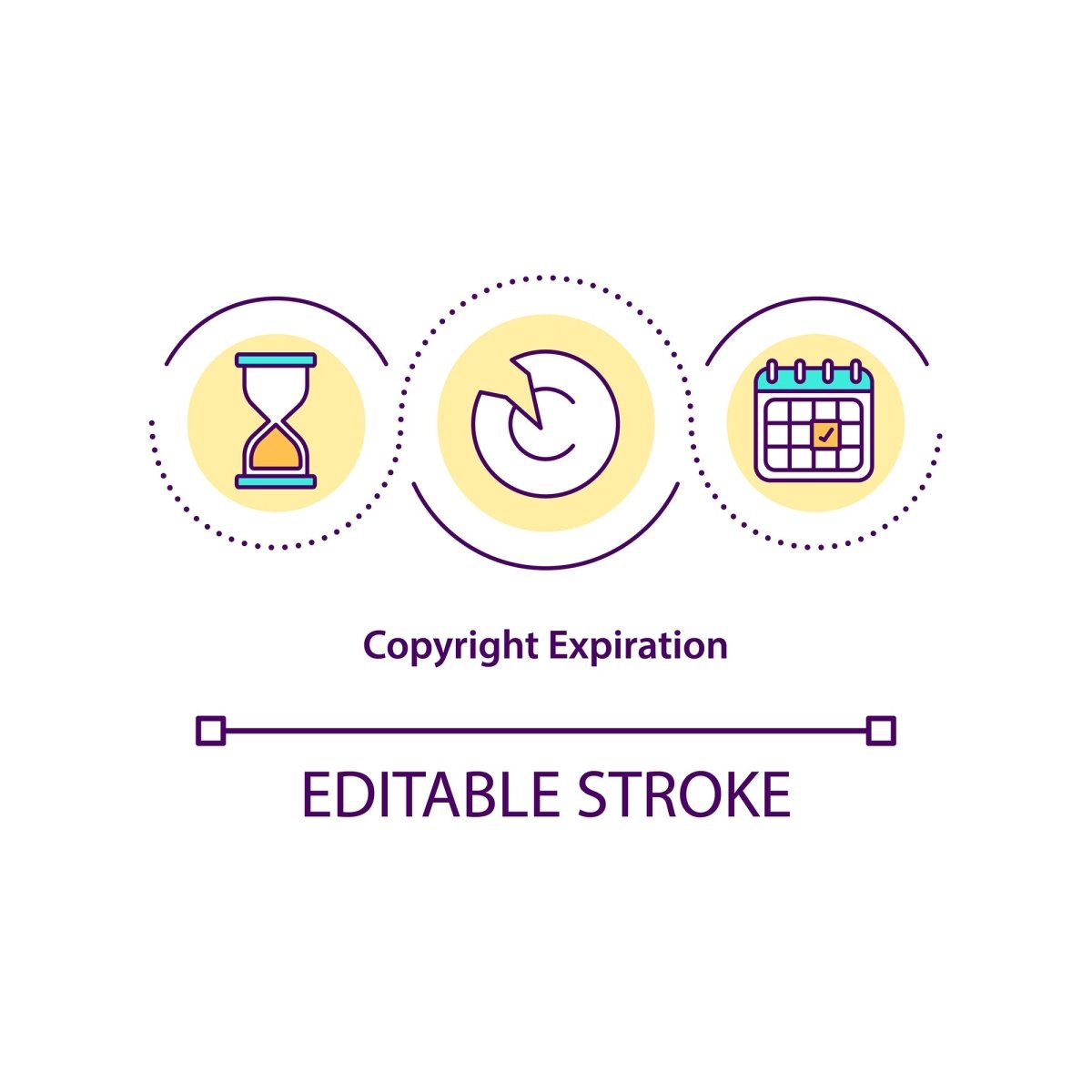 Copyright law concept icons set