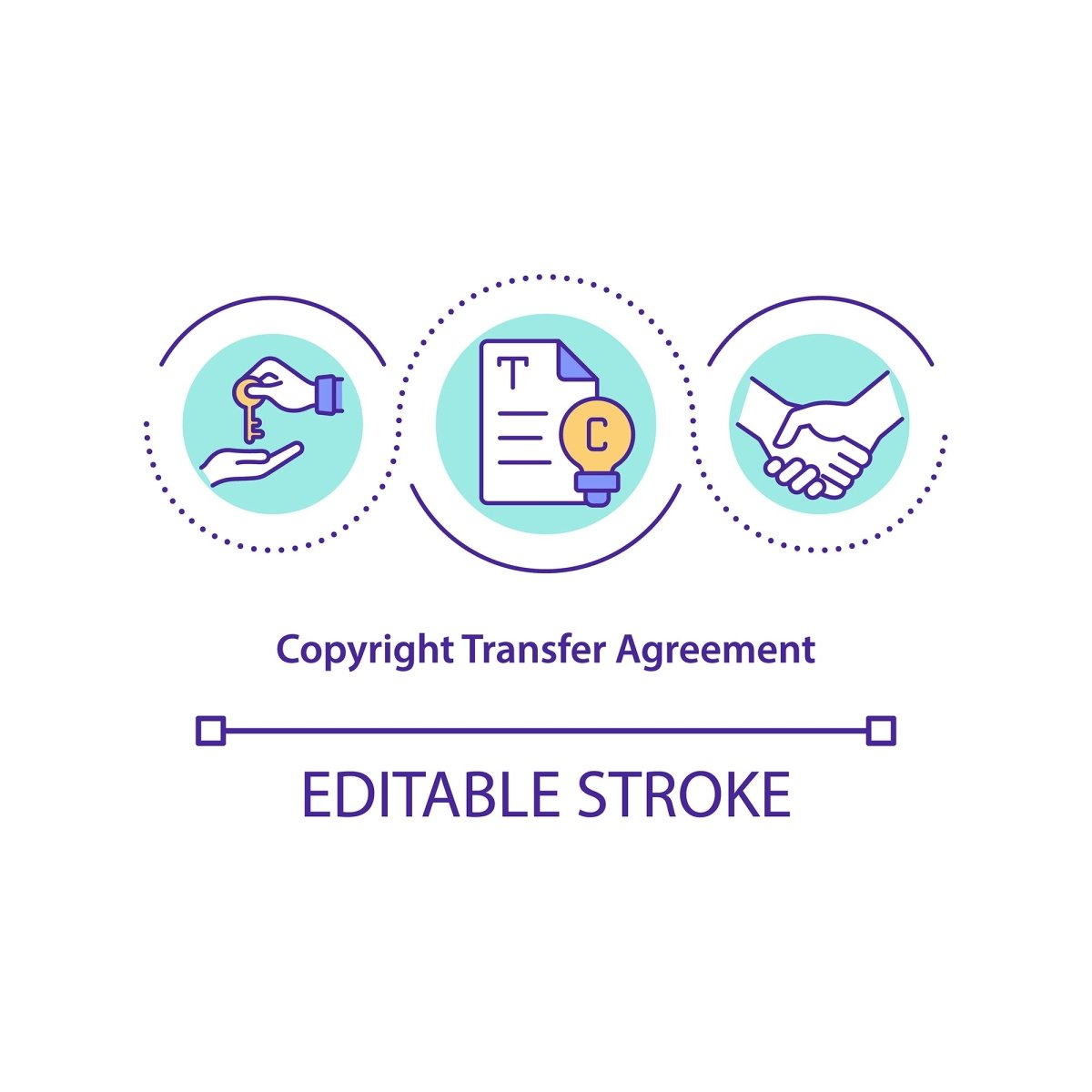 Copyright law concept icons set