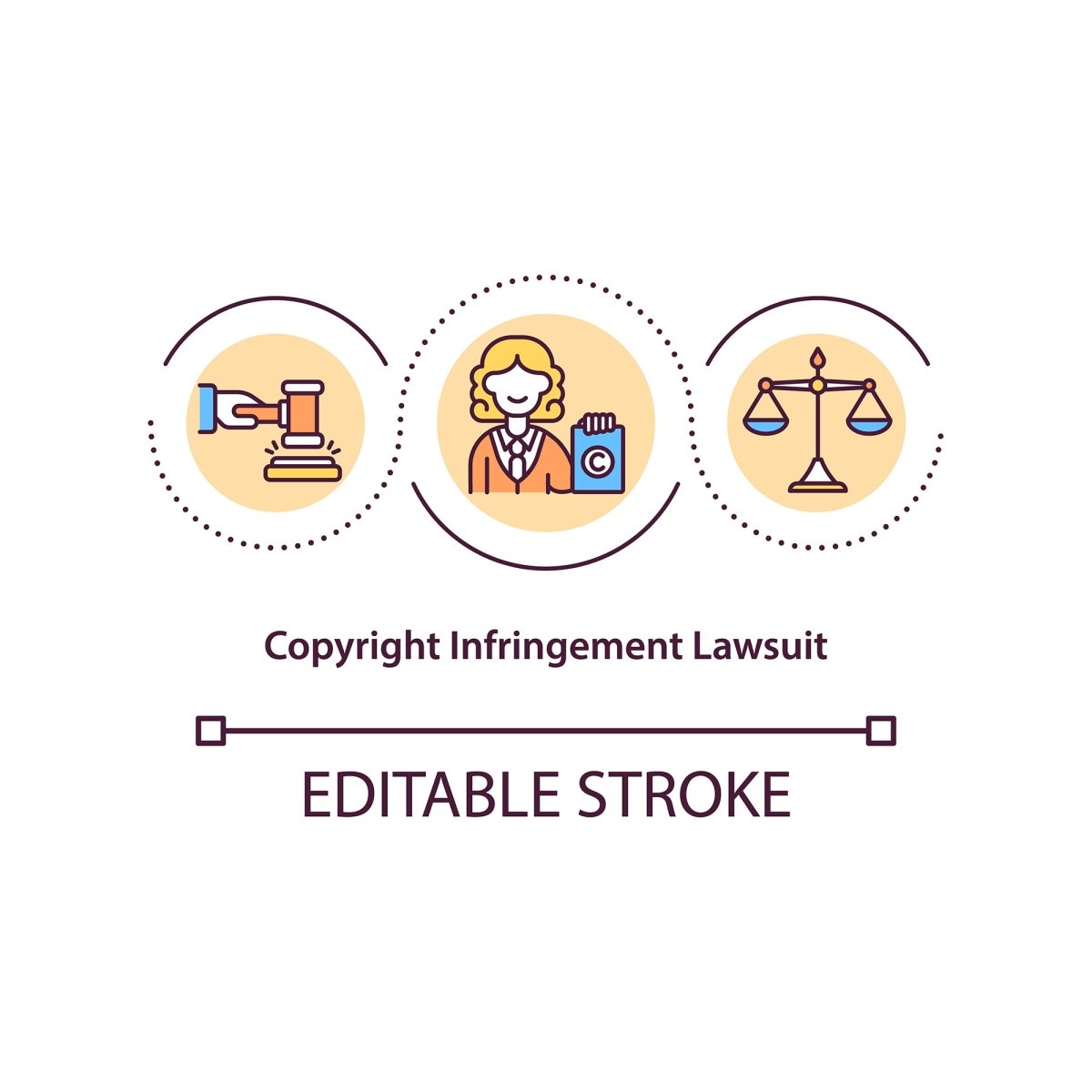 Copyright law concept icons set