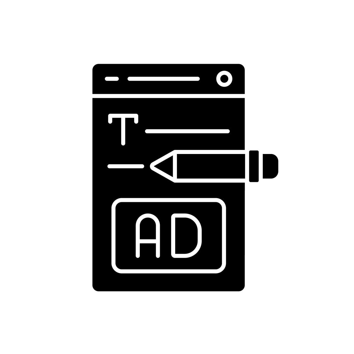 Copywriting black glyph icons set on white space