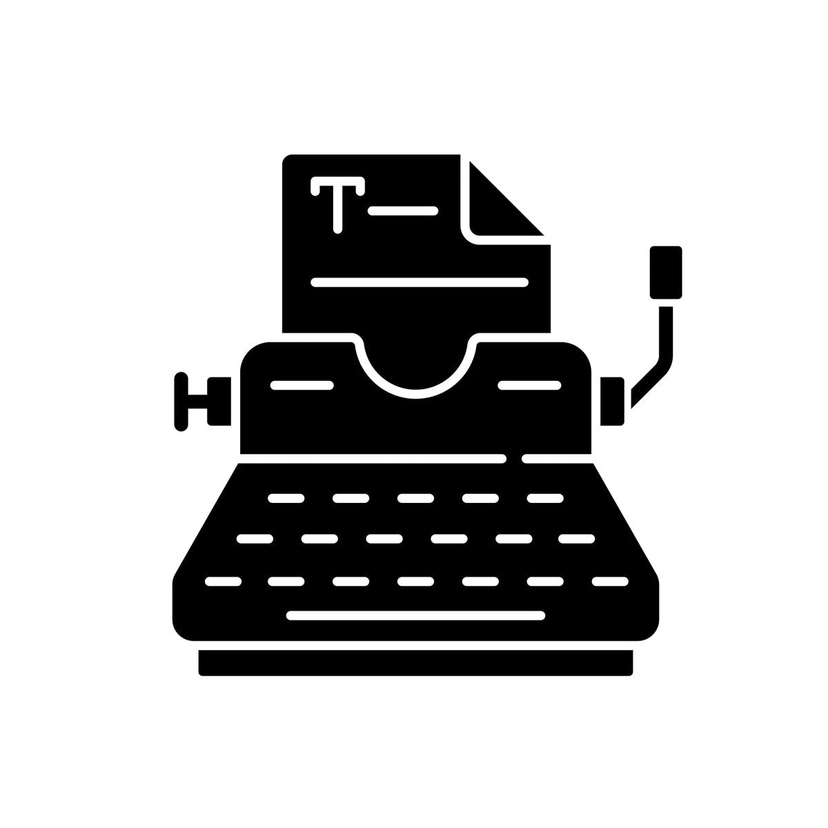 Copywriting black glyph icons set on white space