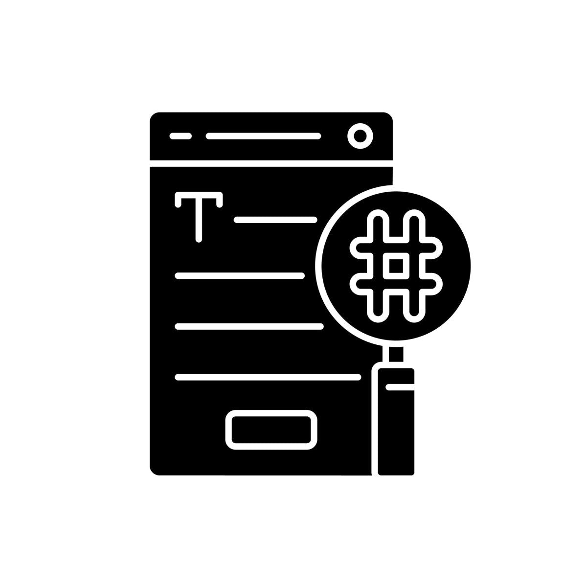 Copywriting black glyph icons set on white space
