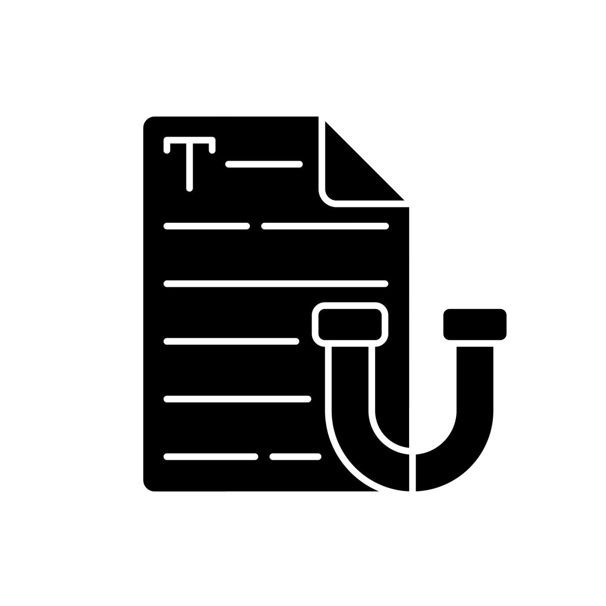 Copywriting black glyph icons set on white space