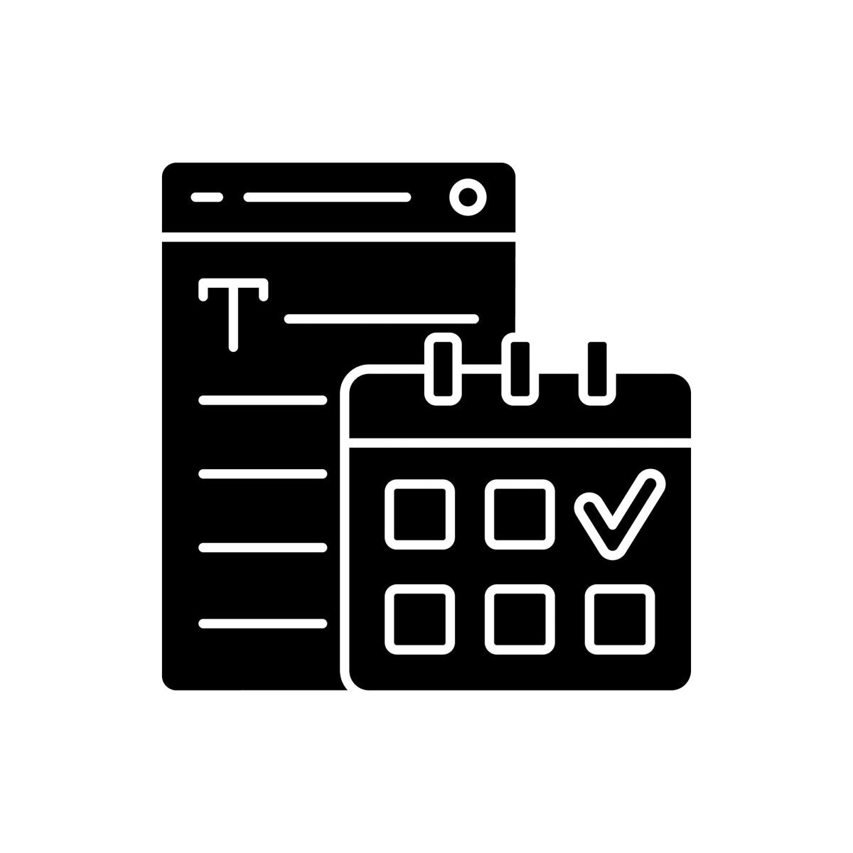 Copywriting black glyph icons set on white space