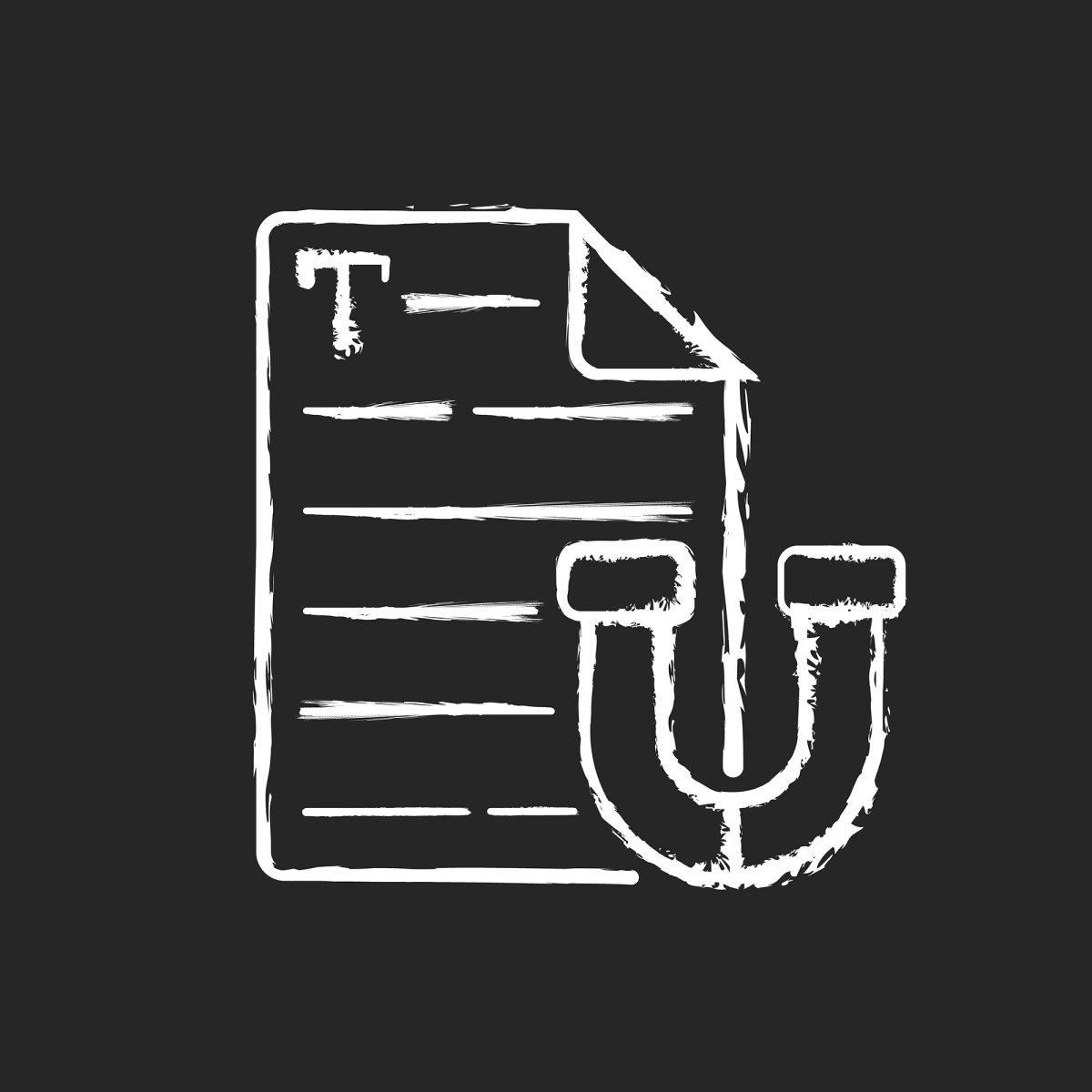Copywriting chalk white icons set on black background