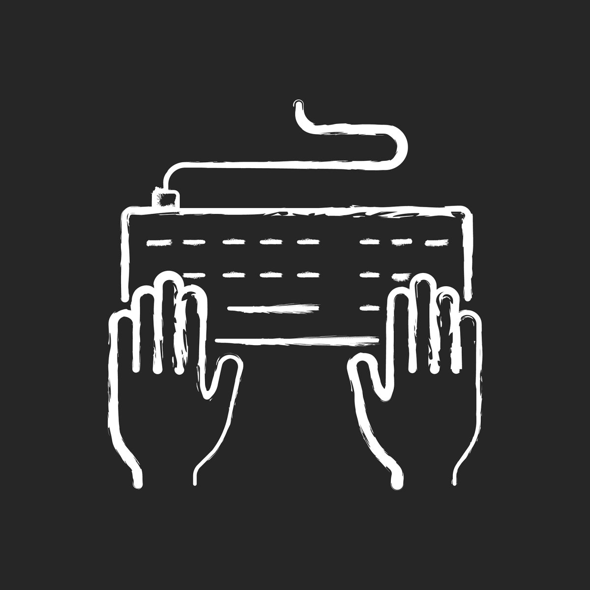 Copywriting chalk white icons set on black background
