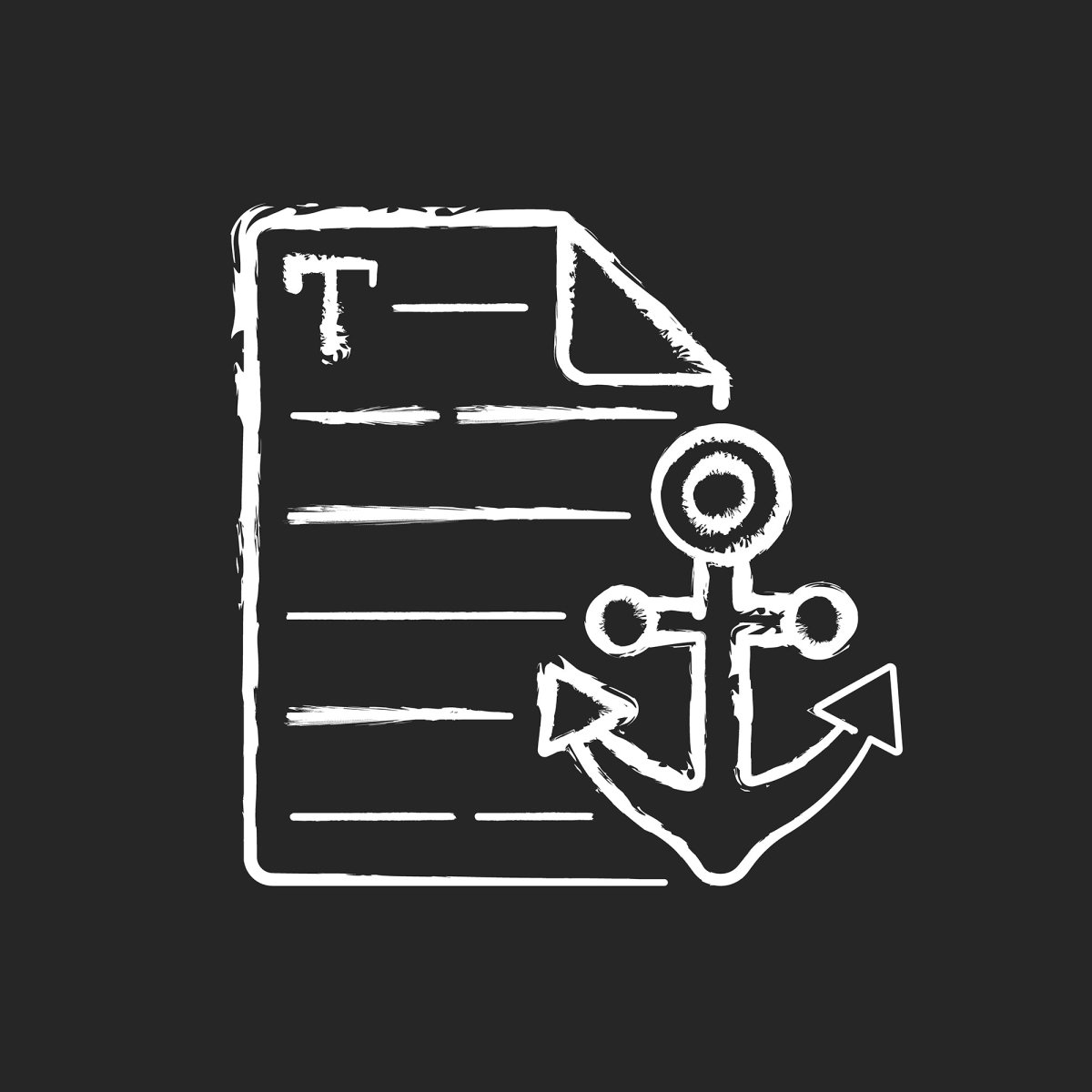 Copywriting chalk white icons set on black background