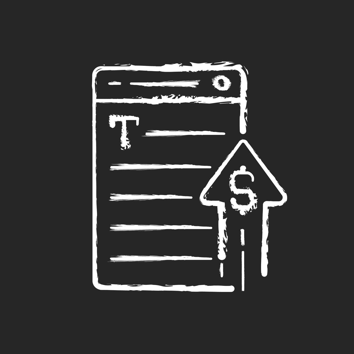 Copywriting chalk white icons set on black background