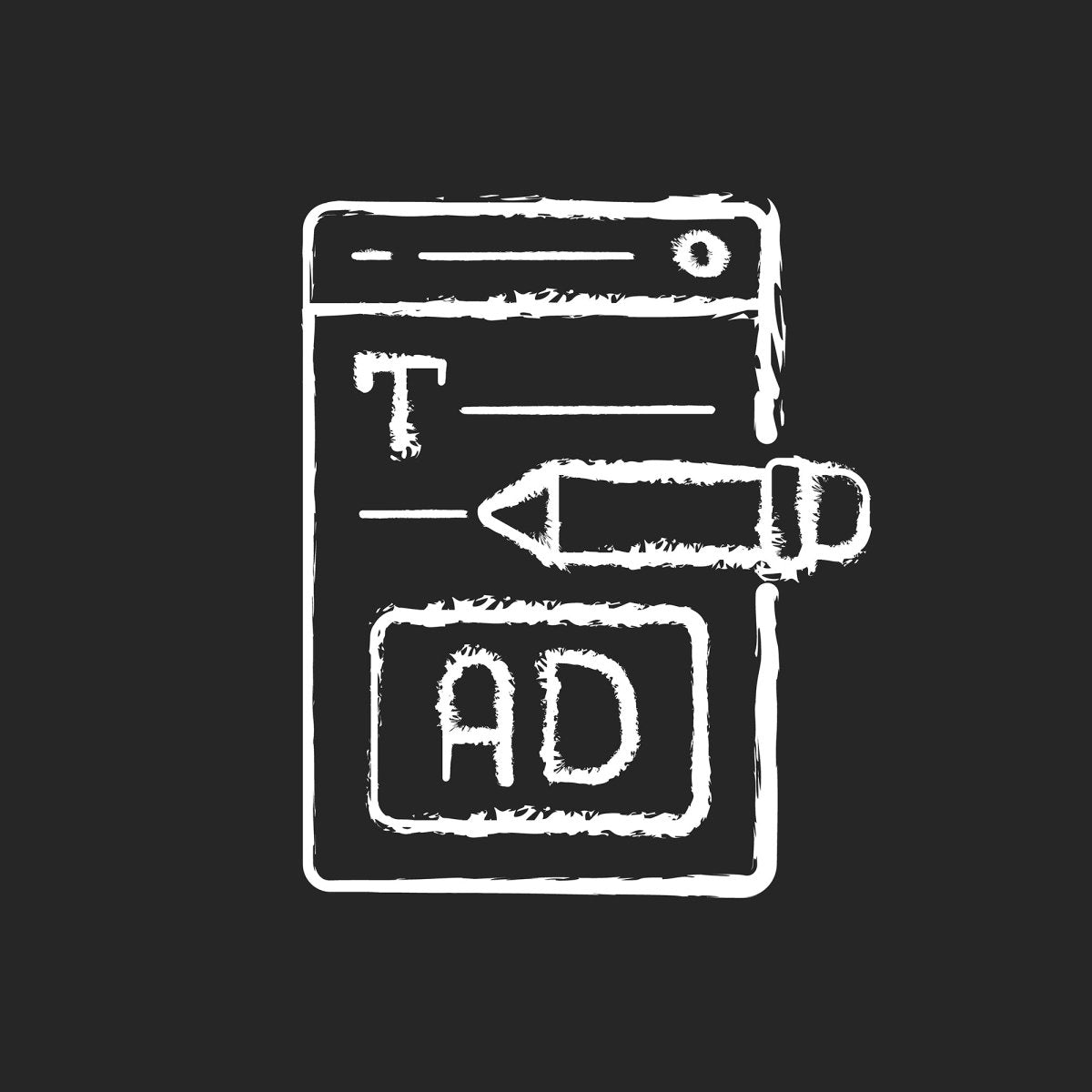 Copywriting chalk white icons set on black background