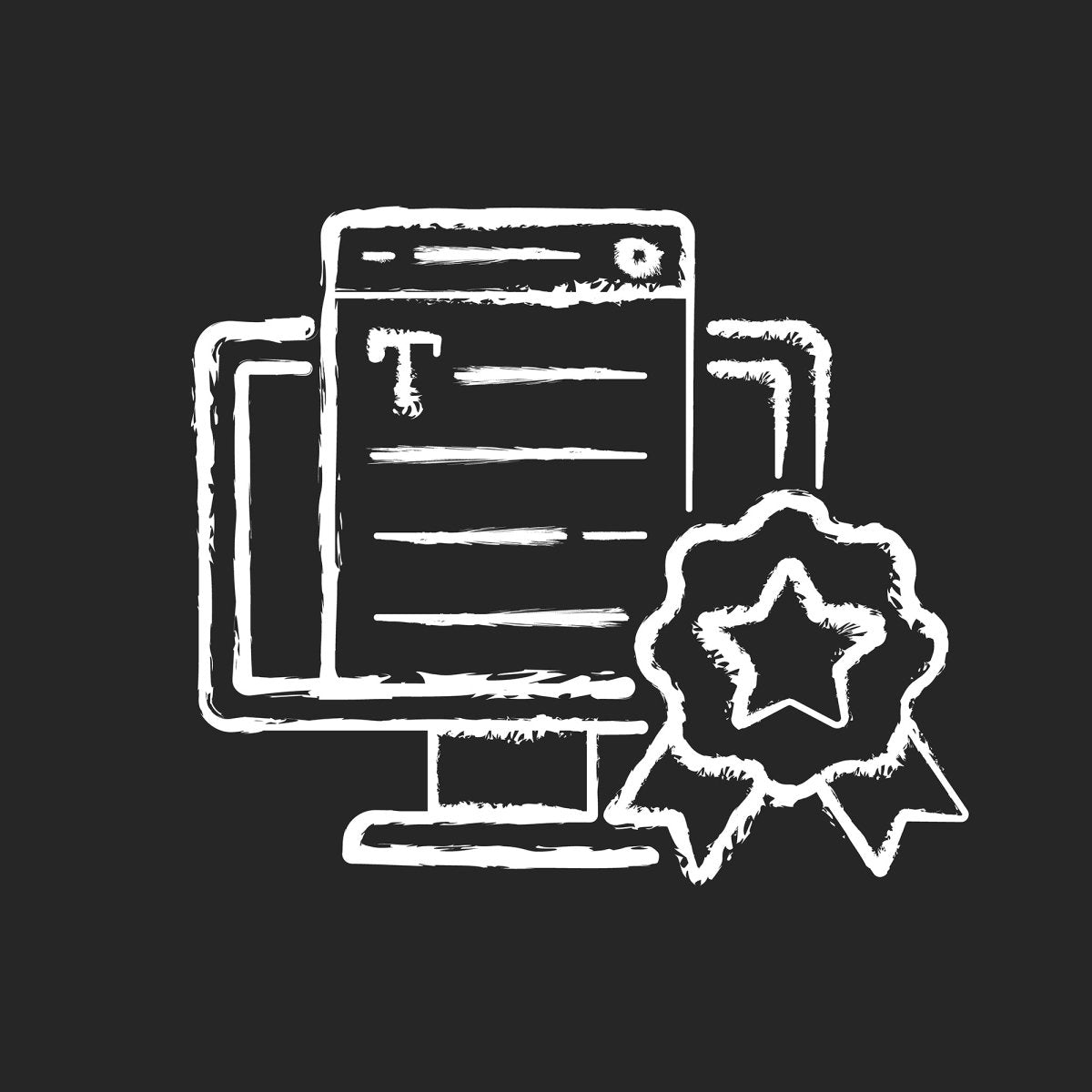 Copywriting chalk white icons set on black background