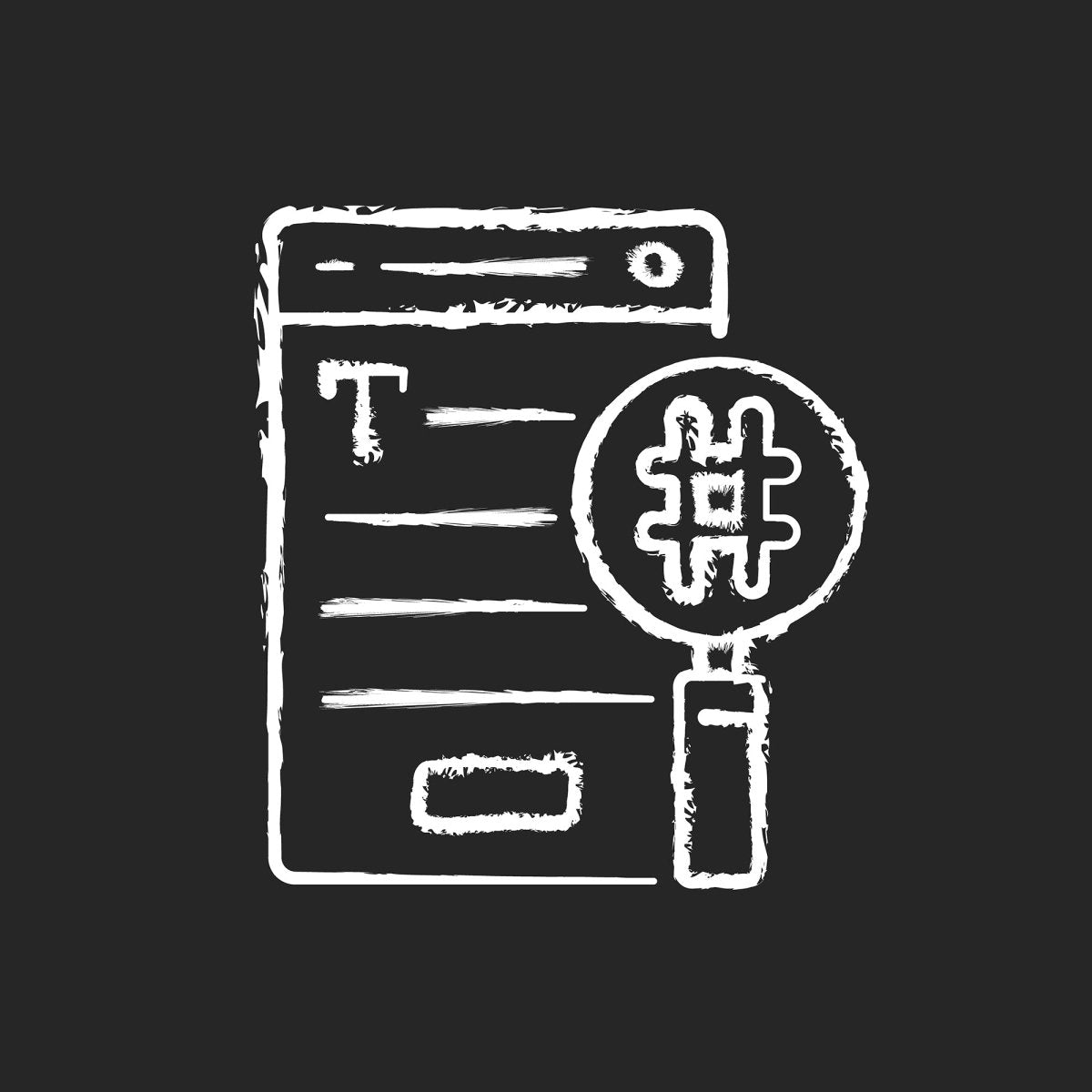 Copywriting chalk white icons set on black background