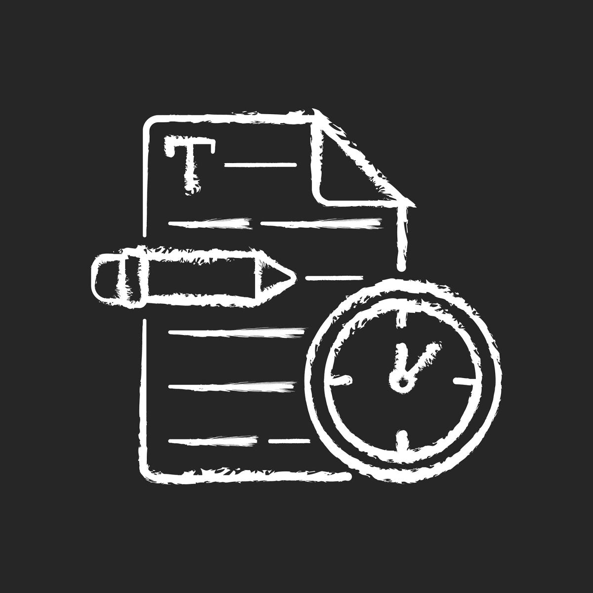Copywriting chalk white icons set on black background