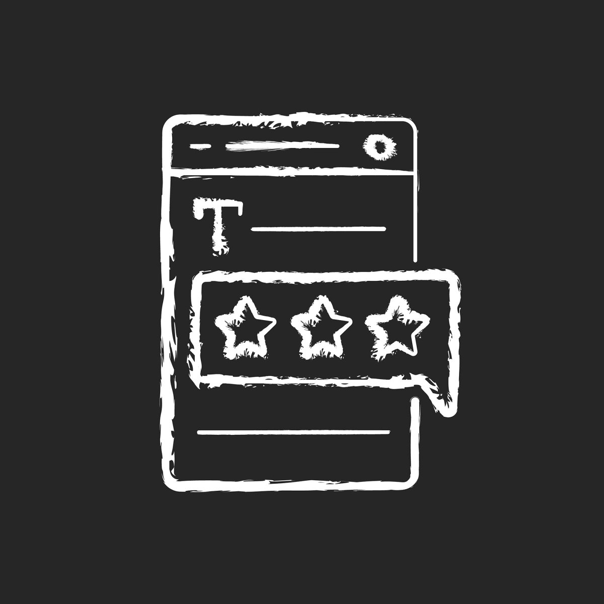 Copywriting chalk white icons set on black background