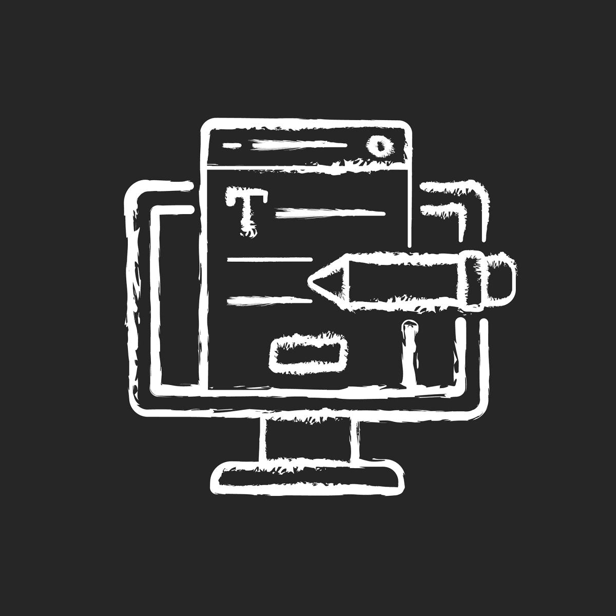 Copywriting chalk white icons set on black background