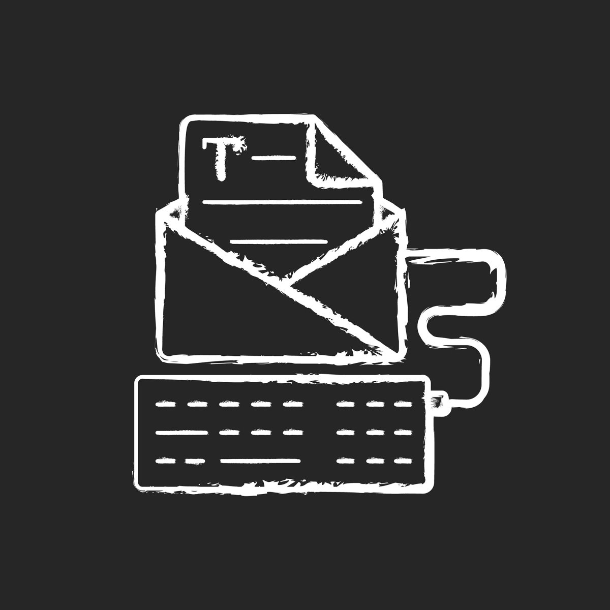 Copywriting chalk white icons set on black background