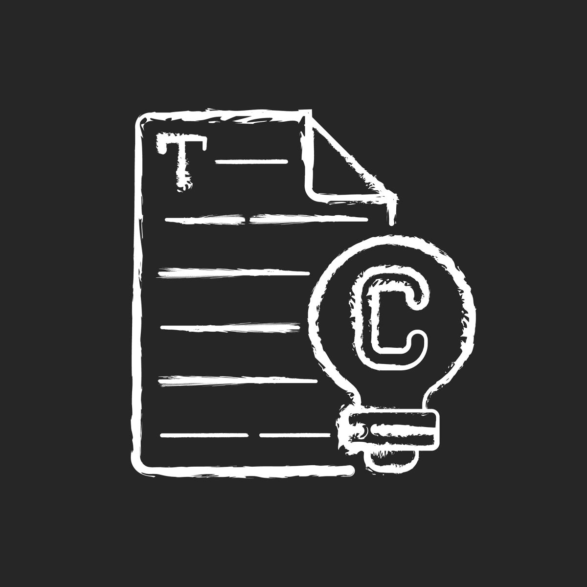 Copywriting chalk white icons set on black background