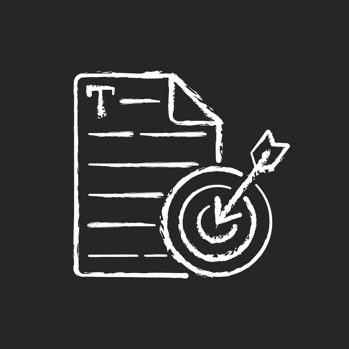 Copywriting chalk white icons set on black background